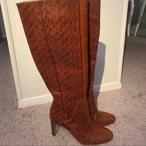 Leather snakeskin boots